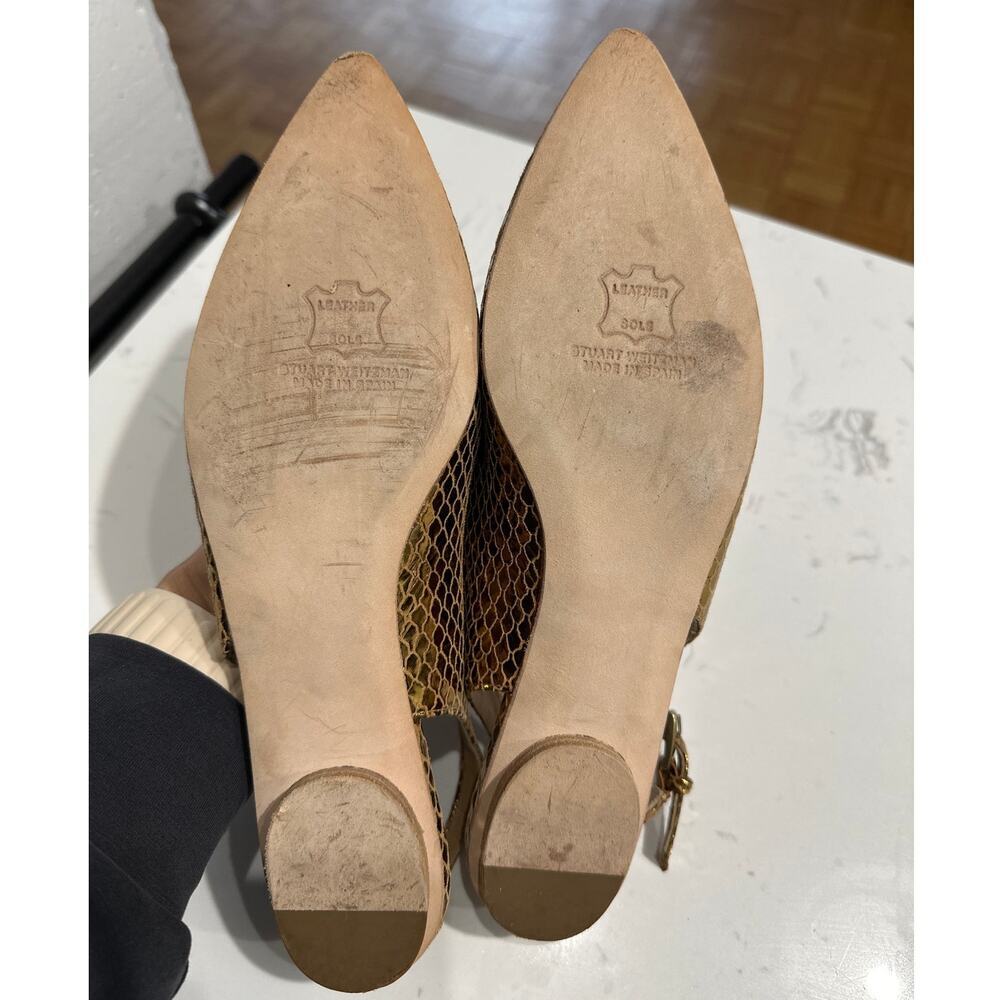 Stuart Weitzman Minnie Python Serpent Gold Metall… - image 7